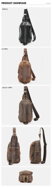 Design Leather Sling Bag Black Crossbody Bag - 9