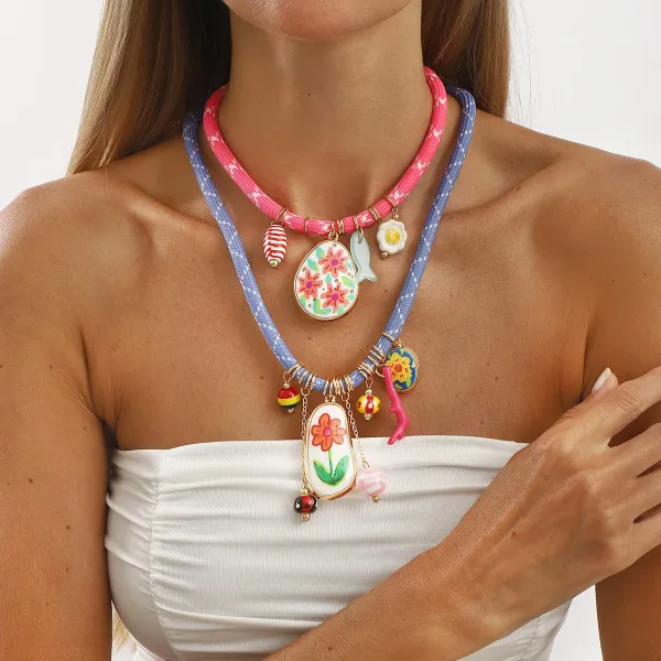 Design Charm Necklace Multicolor Seafood & Shell Pendant Necklace Jewelry - 26
