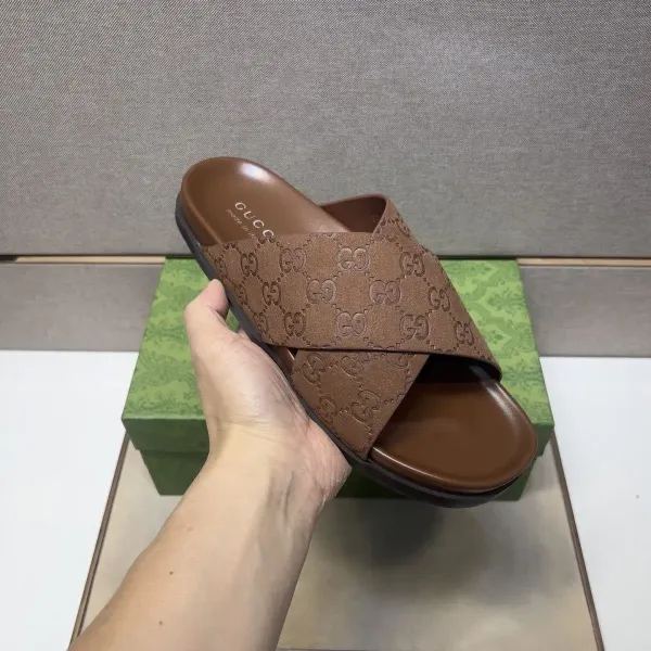 Gucci GG Marmont Slide Sandals Brown Suede Slippers - 40