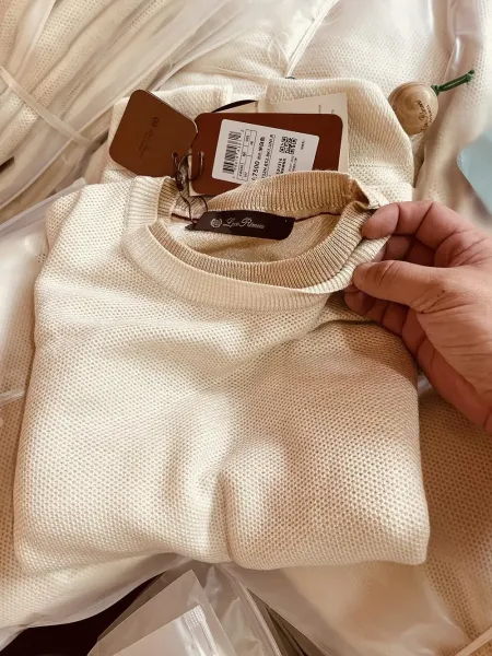 Design Knit Sweater in Cream with Textured Waffle Stitch - 21