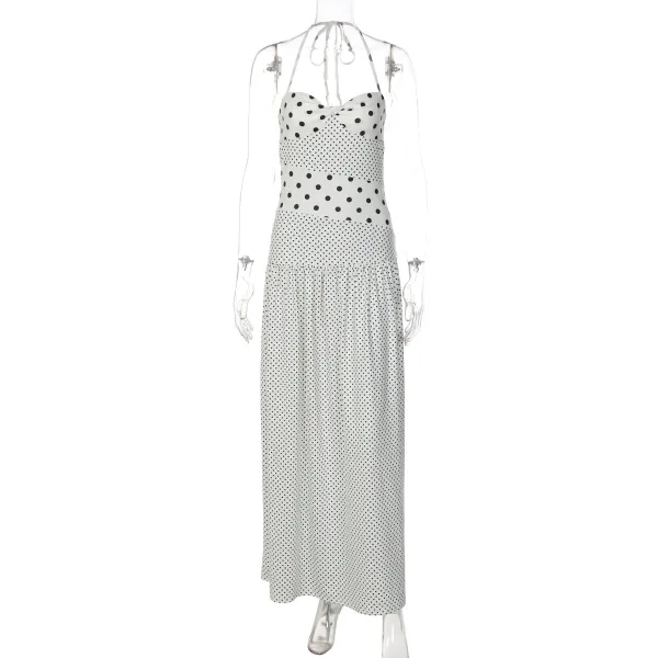 Design Polka Dot Wrap Maxi Dress Beige - 27