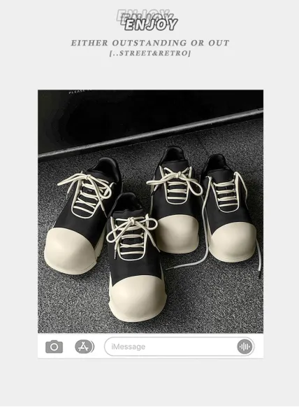 Design 1726 Black Canvas Toe Cap Sneakers Chunky Sneakers - 2