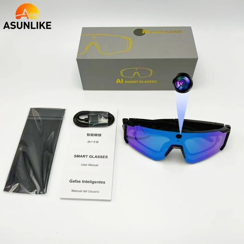 Design ASUNLIKE Smart Camera Sunglasses Orange Mirror Lens Sport Sunglasses Eyewear - 4