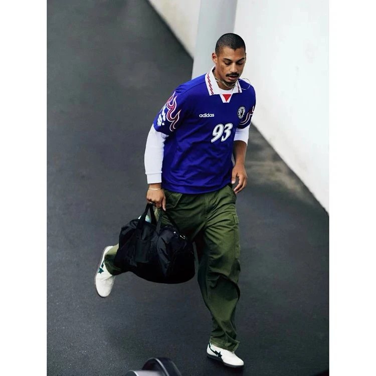 Adidas Originals Football Jersey 93 Blue Purple Flame Print Jersey