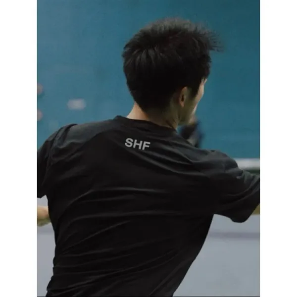 Design Short-Sleeve Ribbed T-Shirt with Colorful Logo Print Black - 6