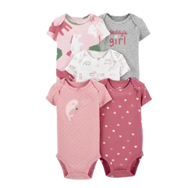Design Carter's Animal Print Short Sleeve Bodysuits Set Multicolor Baby Onesies Clothing - 38