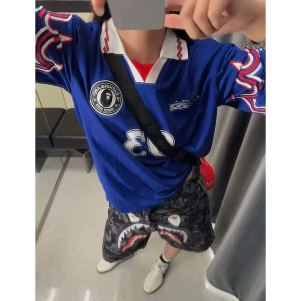 Adidas Originals Football Jersey 93 Blue Purple Flame Print Jersey - 5