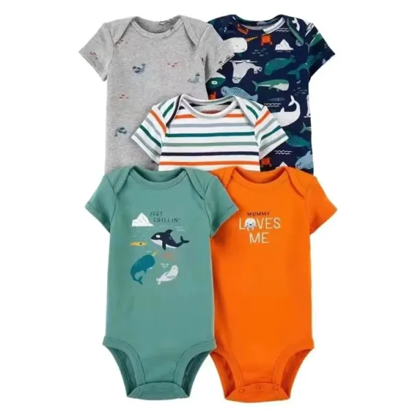 Design Carter's Animal Print Short Sleeve Bodysuits Set Multicolor Baby Onesies Clothing - 43