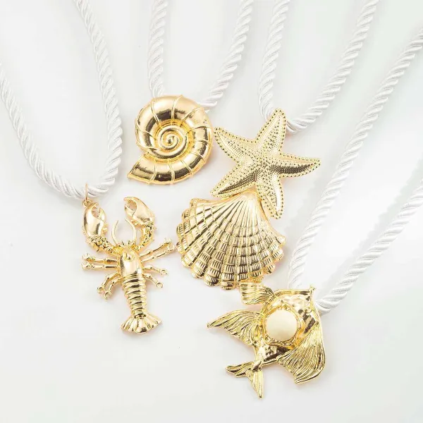 Design Starfish Pendant Necklace with Red Resin Beads Jewelry - 31
