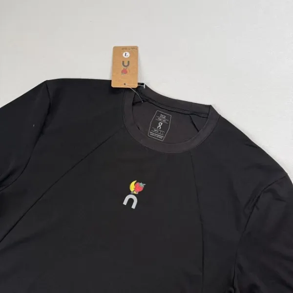 Design Short-Sleeve Ribbed T-Shirt with Colorful Logo Print Black - 22