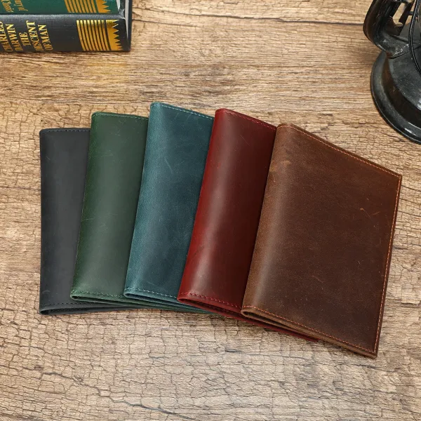 Design RFID-Protected Travel Wallet Black Leather Passport Holder Wallets - 3