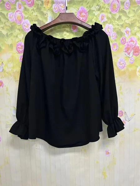 Design Ruffled Off-Shoulder Blouse in Sky Blue Tops - 9