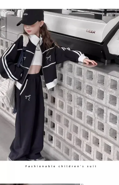 Design Gray Zip-Up Track Set with Embroidered Bow Detail Sweatpants Tracksuit - 18
