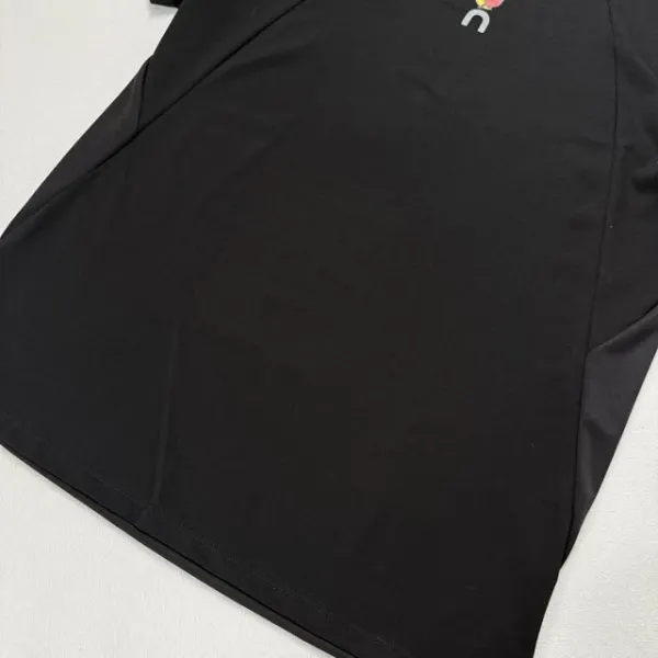 Design Short-Sleeve Ribbed T-Shirt with Colorful Logo Print Black - 28