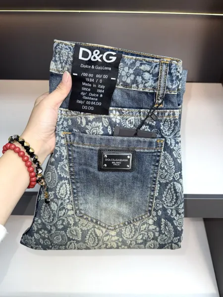 Dolce & Gabbana Floral Print Denim Jeans Blue - 3