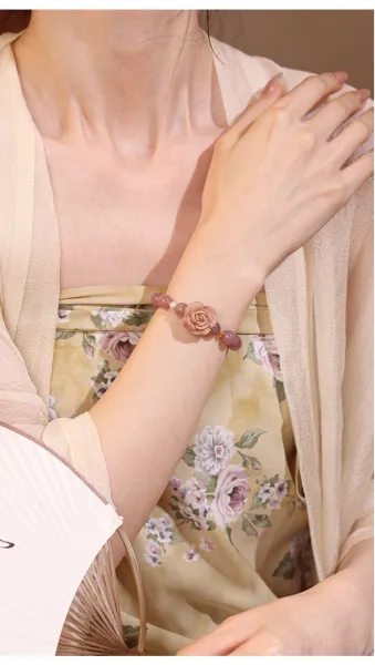 Design FENWUMEIGUI Pink Mist Rose Bracelet Jewelry - 18