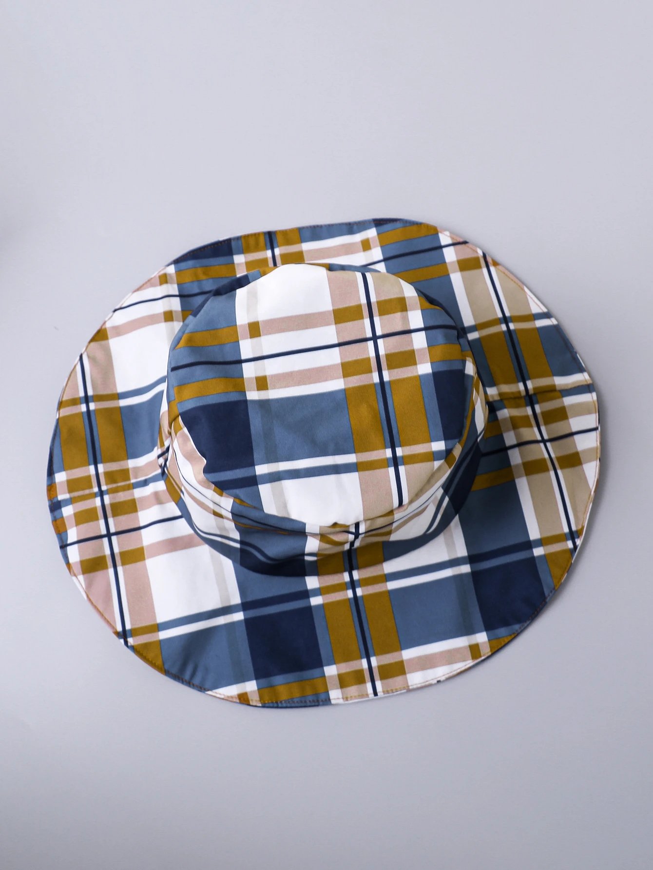 Design Plaid Bucket Hat and Mustard Shirt Set with Matching Shorts - 15