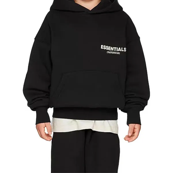 Fear of God Essentials Black Oversized Hoodie - 1
