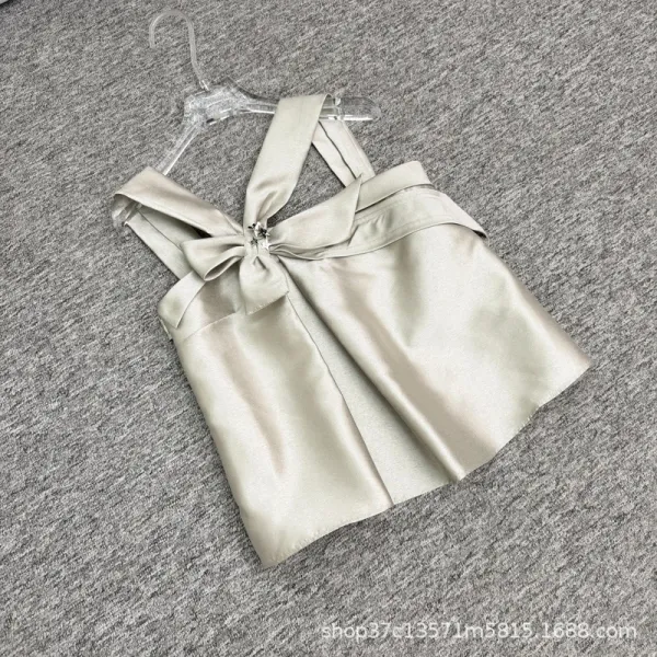 Design Bow-Back Satin Top White - 10