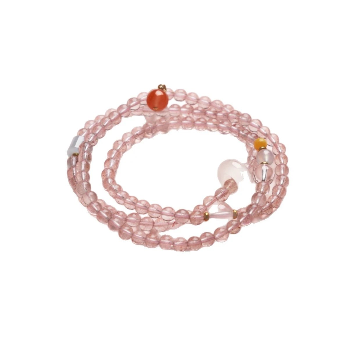 Pink Crystal Beaded Wrap Bracelet With Pastel Accents Bohemian Style