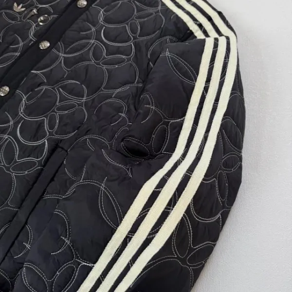 Adidas Originals Quilted Track Jacket Black with White Stripes Outerwear - 25