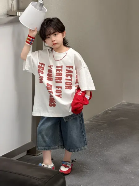 Design Wide-Leg Denim Pants with Asymmetrical Pocket Detail + White Graphic Tee + Colorblock Mary Janes Jeans - 5