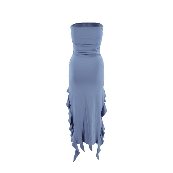 Design Ruffled Hem Strapless Midi Dress White - 24