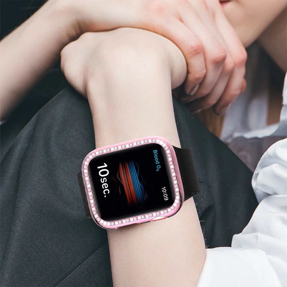 Apple Watch Crystal-Embellished Half-Case with Strap Band Smartwatches - 17