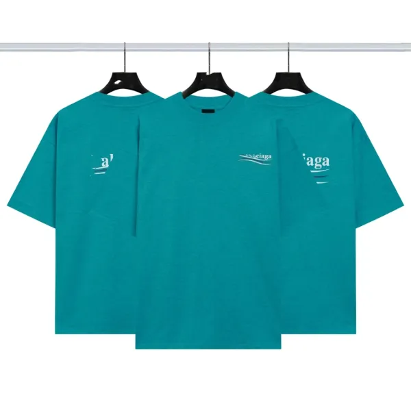 Balenciaga Logo Print Teal T-Shirt - 1