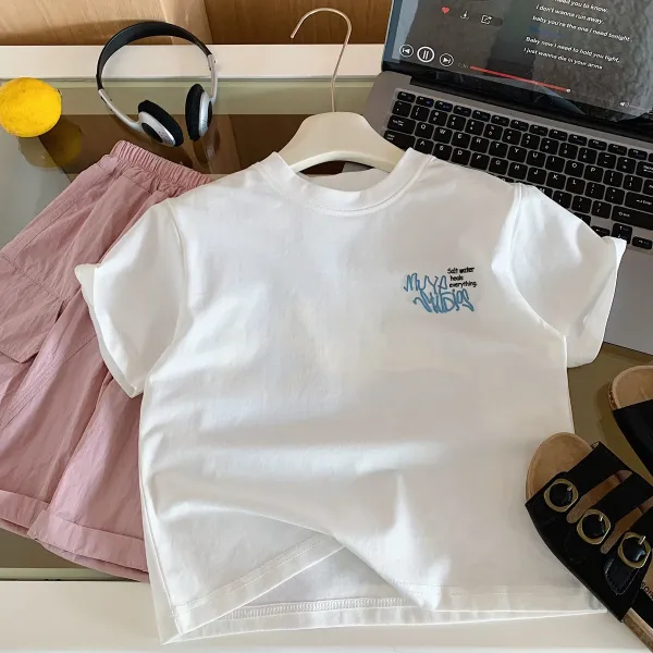 Design Embroidered Graphic T-Shirt Light Blue T-Shirt - 10