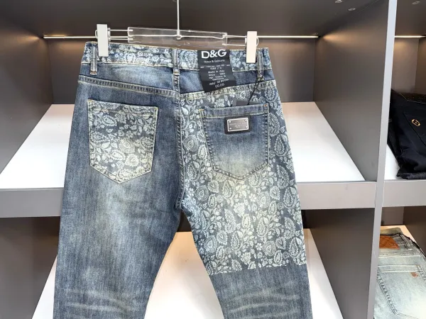 Dolce & Gabbana Floral Print Denim Jeans Blue - 9