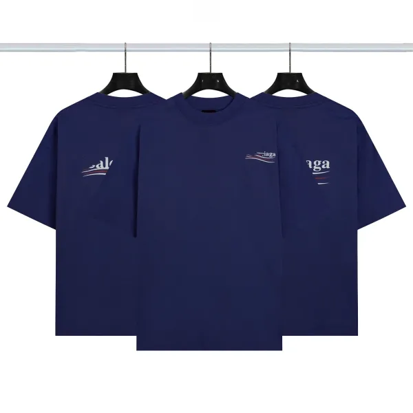 Balenciaga Logo Print Navy T-Shirt - 1