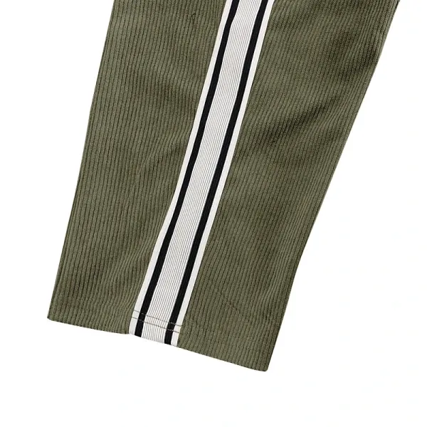 Design Corduroy Track Pants Black with White Stripes Sweatpants - 29