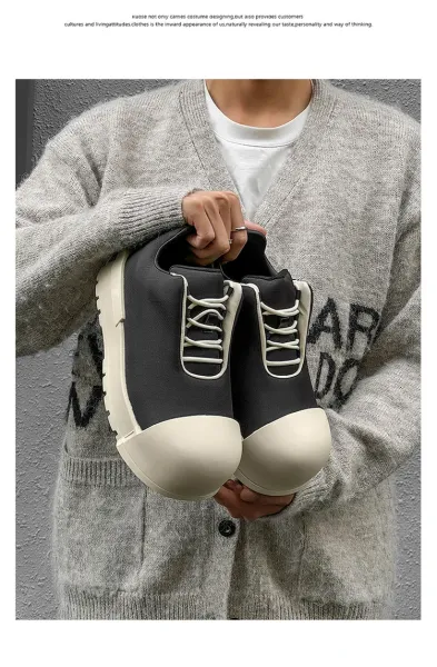Design 1726 Black Canvas Toe Cap Sneakers Chunky Sneakers - 17