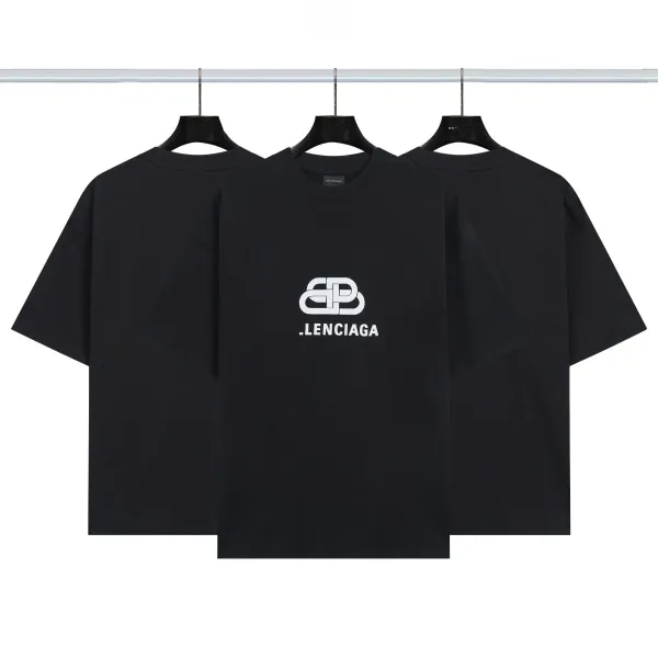 Balenciaga Logo Print Black Oversized T-Shirt - 1