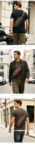 Design Leather Sling Bag Brown Crossbody Bag - 4
