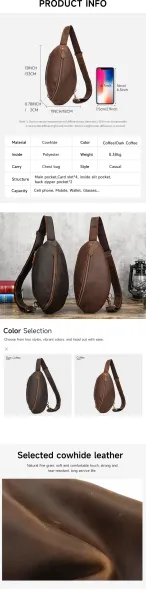 Design Leather Sling Bag Brown Crossbody Bag - 5