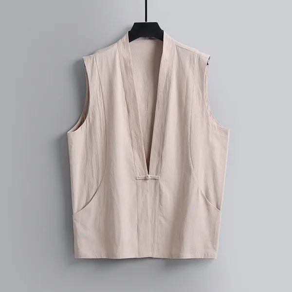 Design Linen-Blend Wrap Vest White - 6