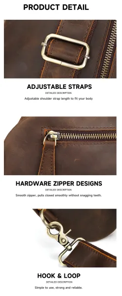 Design Leather Sling Bag Brown Crossbody Bag - 9
