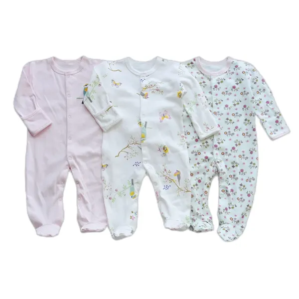 Design Footed Pajamas Set Teal / White / Gray Baby Sleepwear - 5