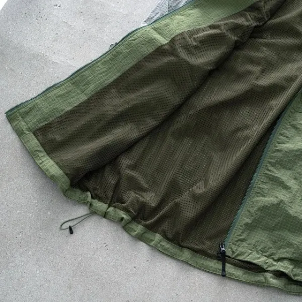 Design Grid-Textured Zip-Up Vest Olive Green Vest Outerwear.vest - 29