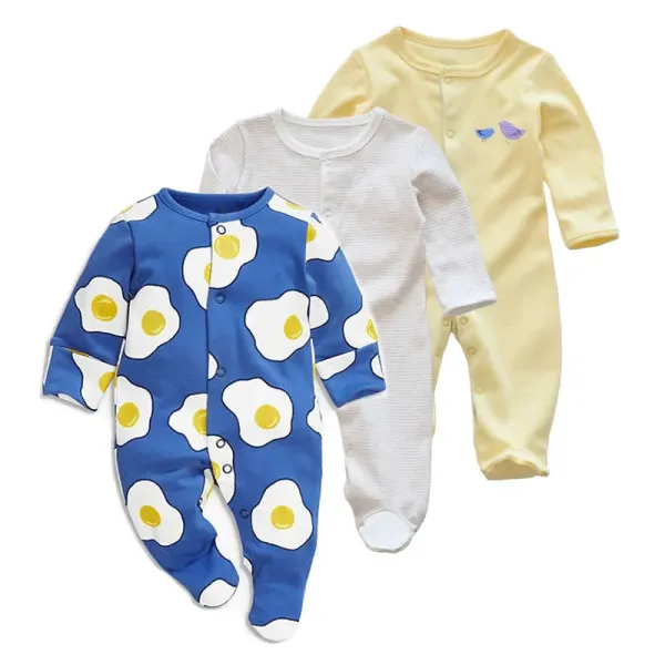 Design Footed Pajamas Set Teal / White / Gray Baby Sleepwear - 17