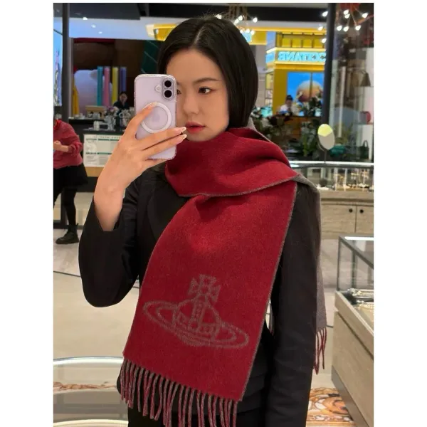 Vivienne Westwood Orb Logo Cashmere Scarf Black - 22