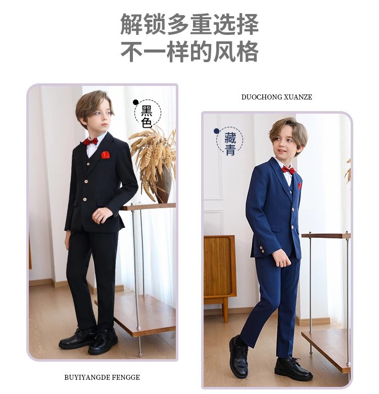 Design Six-Piece Formal Suit Set Gray with White Shirt and Red Bow Tie - 4