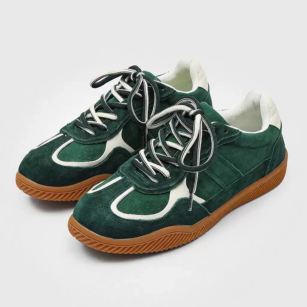 Suede Low Top Sneakers Red Green Mustard Grey Casual