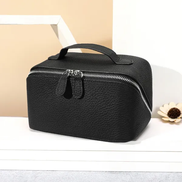 Design Leather Travel Toiletry Bag Black - 1