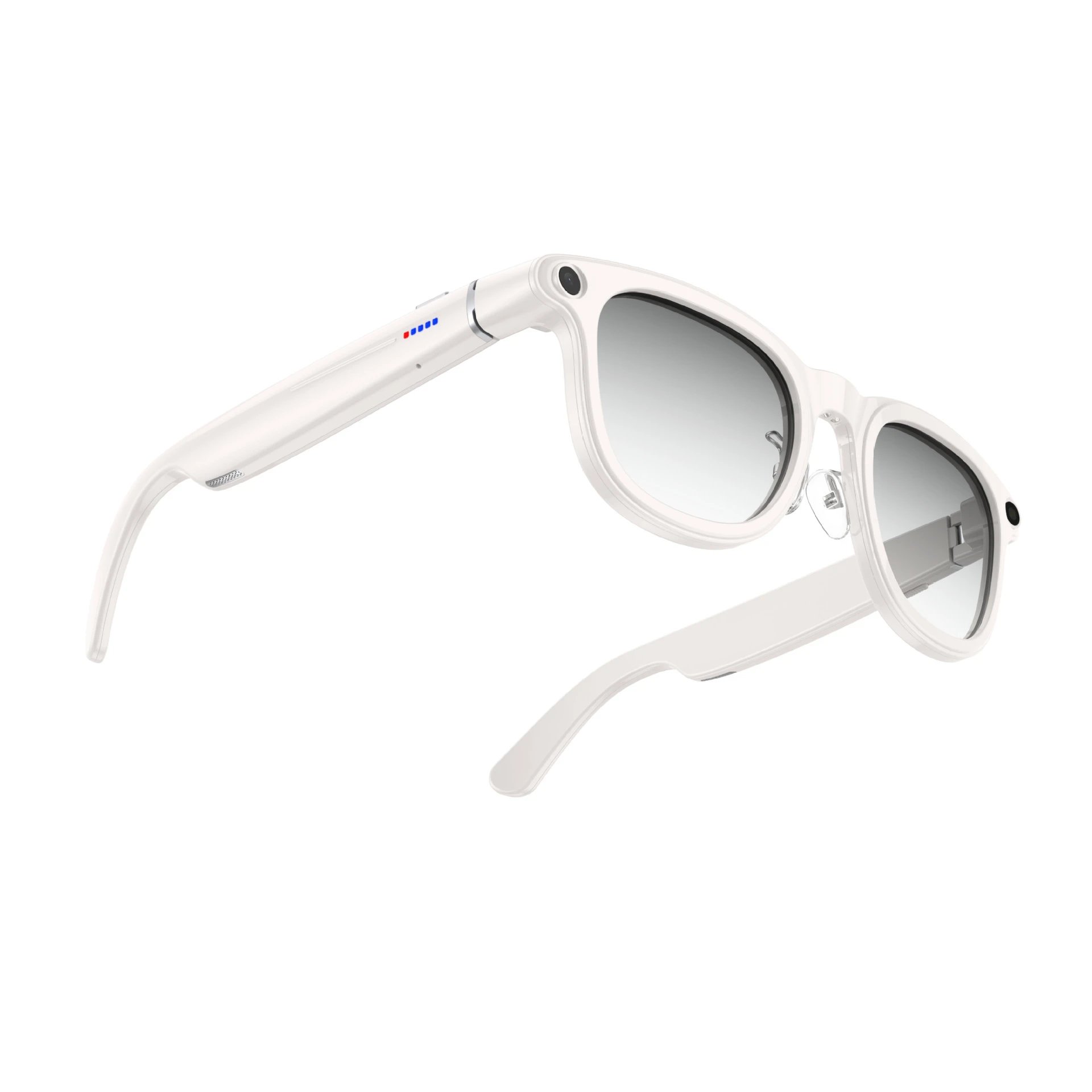 Smart Eyewear Black Tech-Style AI Glasses with Orange Leather Charging Case