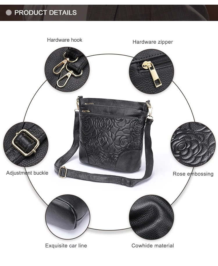 Design Floral Embossed Gray Crossbody Bag - 14