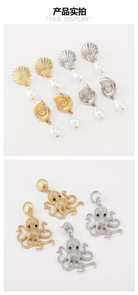 Design Fish Charm Drop Earrings Gold Silver Multicolor Jewelry - 29