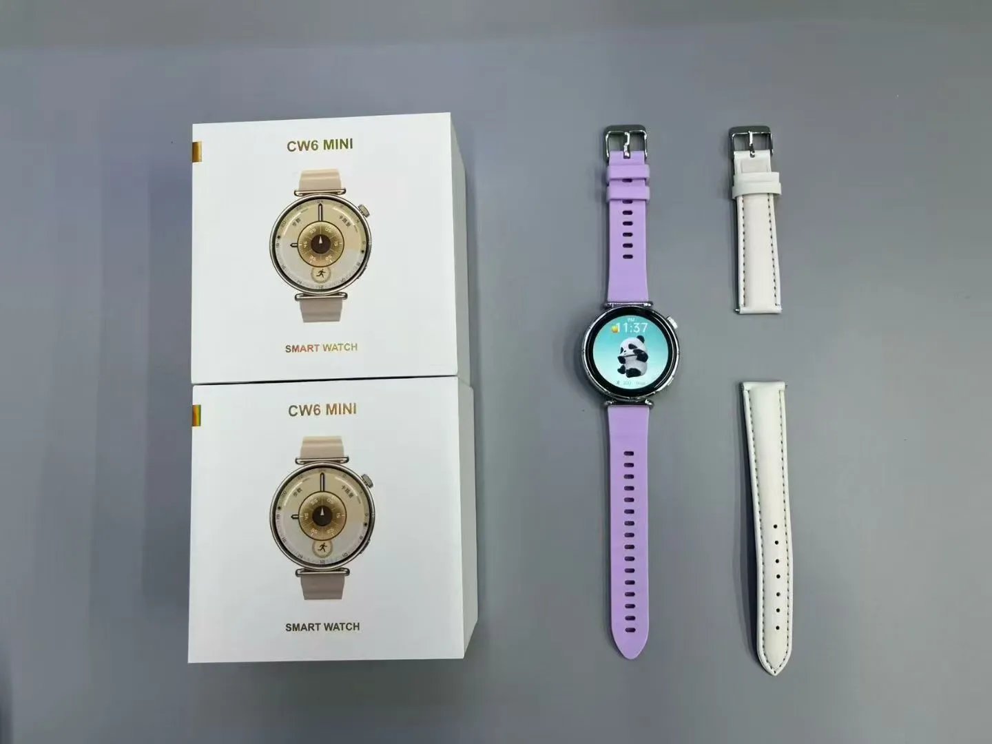Design CW6 Mini Smart Watch Pink Beige Strap Smartwatch - 4
